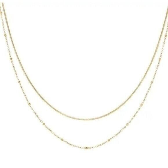 BEAUTIFUL DOUBLE Layer Gold Chain Necklace Non-tarnish Waterproof snake Chain - Picture 4 of 13